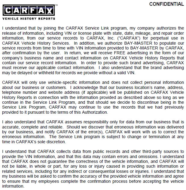 CARFAX Agreement